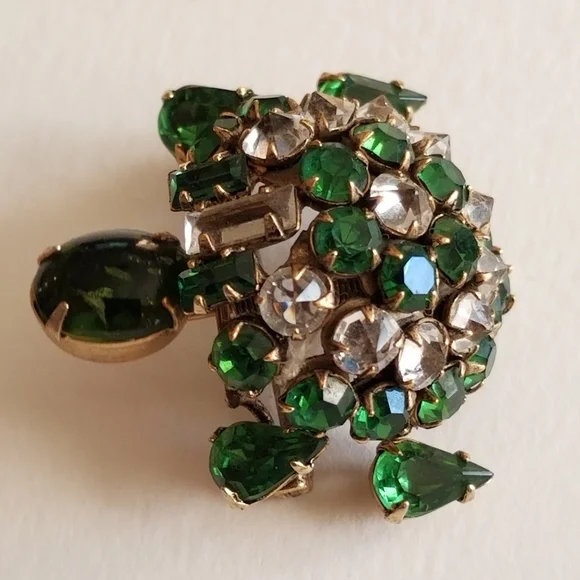 Relisted -Vintage turtle brooch trembler Rhinestone pin unsigned Shreiner tortoi - Picture 11 of 13